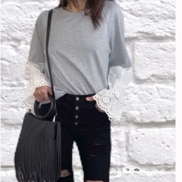 Gilli “The Coziest”Bohemian Lace Long Sleeve Top - Picture 2 of 11